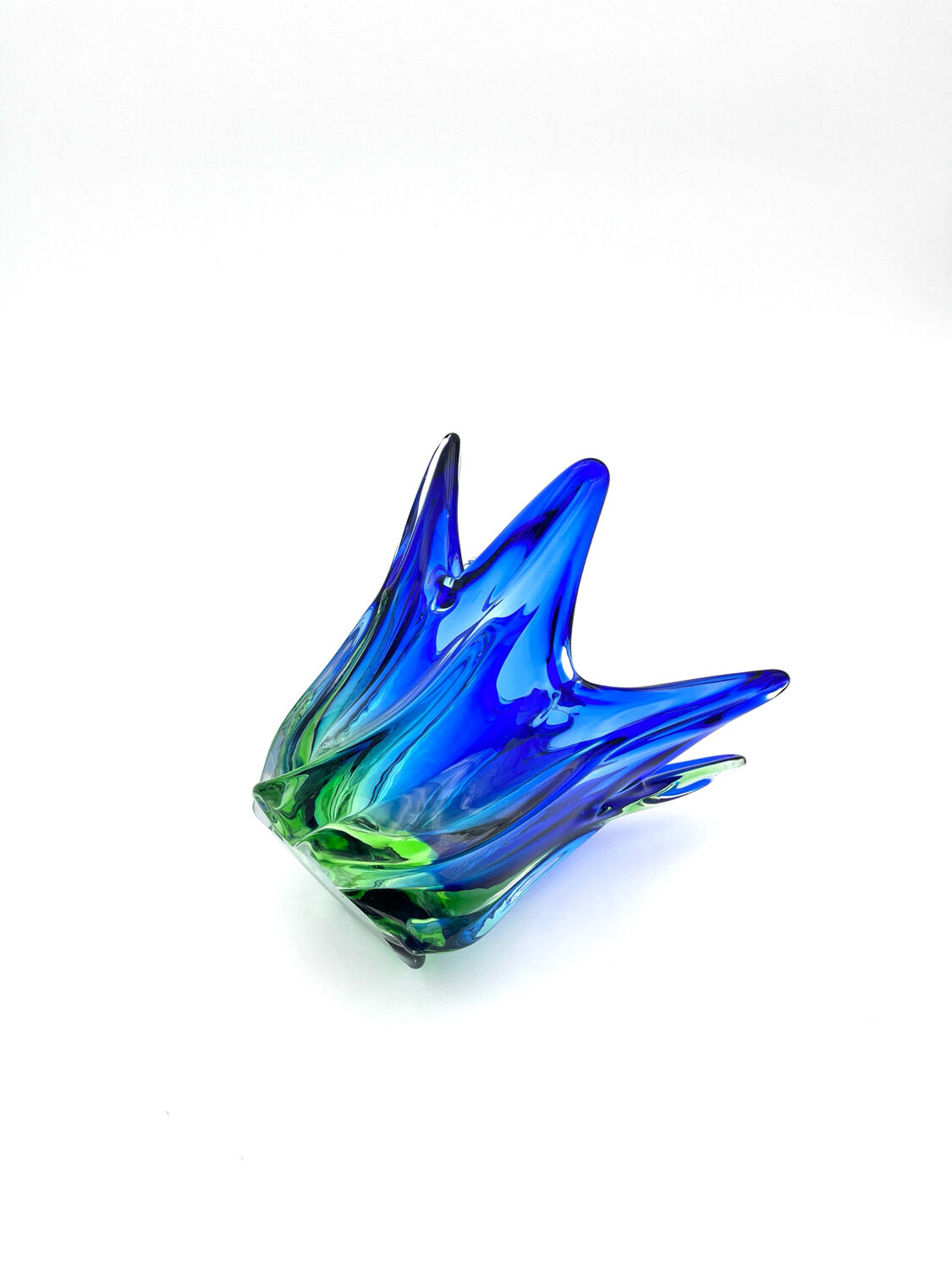 Sculptural Murano Vase – Cobalt Blue & Green - circa 1960