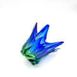 Sculptural Murano Vase – Cobalt Blue & Green - circa 1960