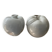 Duo of porcelain apple soliflores