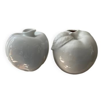 Duo of porcelain apple soliflores