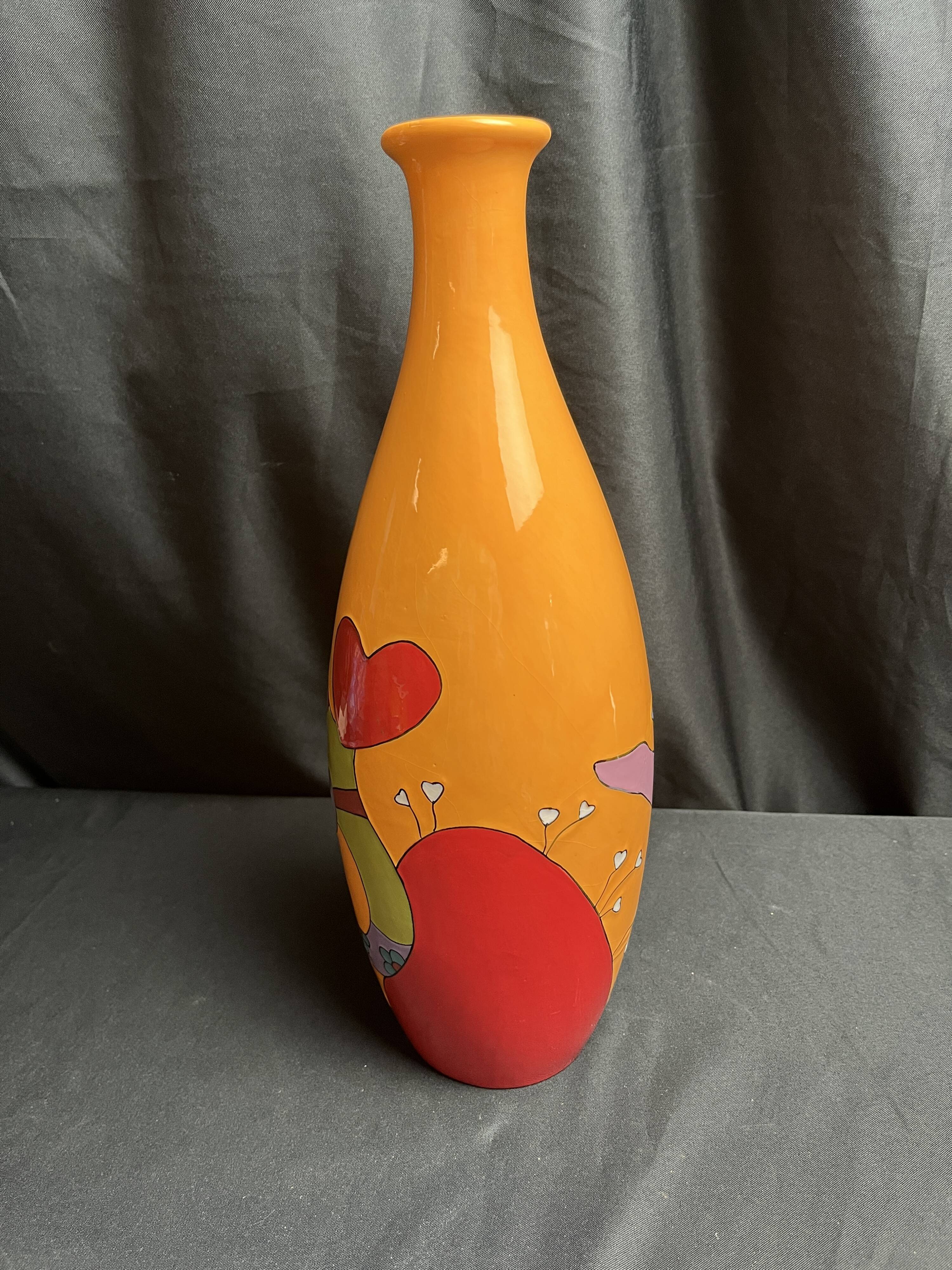 Vintage vase the Lady of Hearts hand-painted 20th century