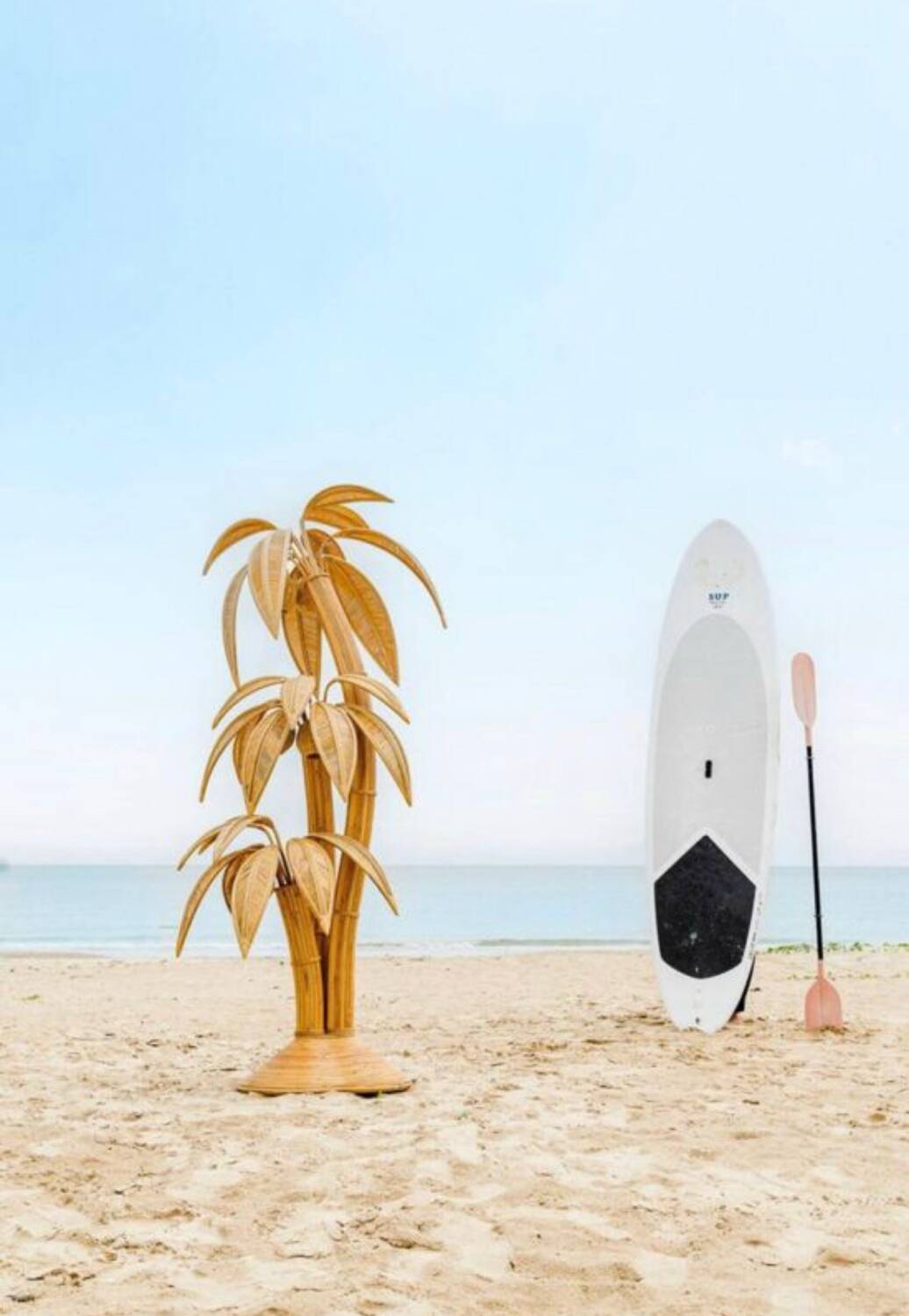 Large rattan “coconut/palm tree” floor lamp