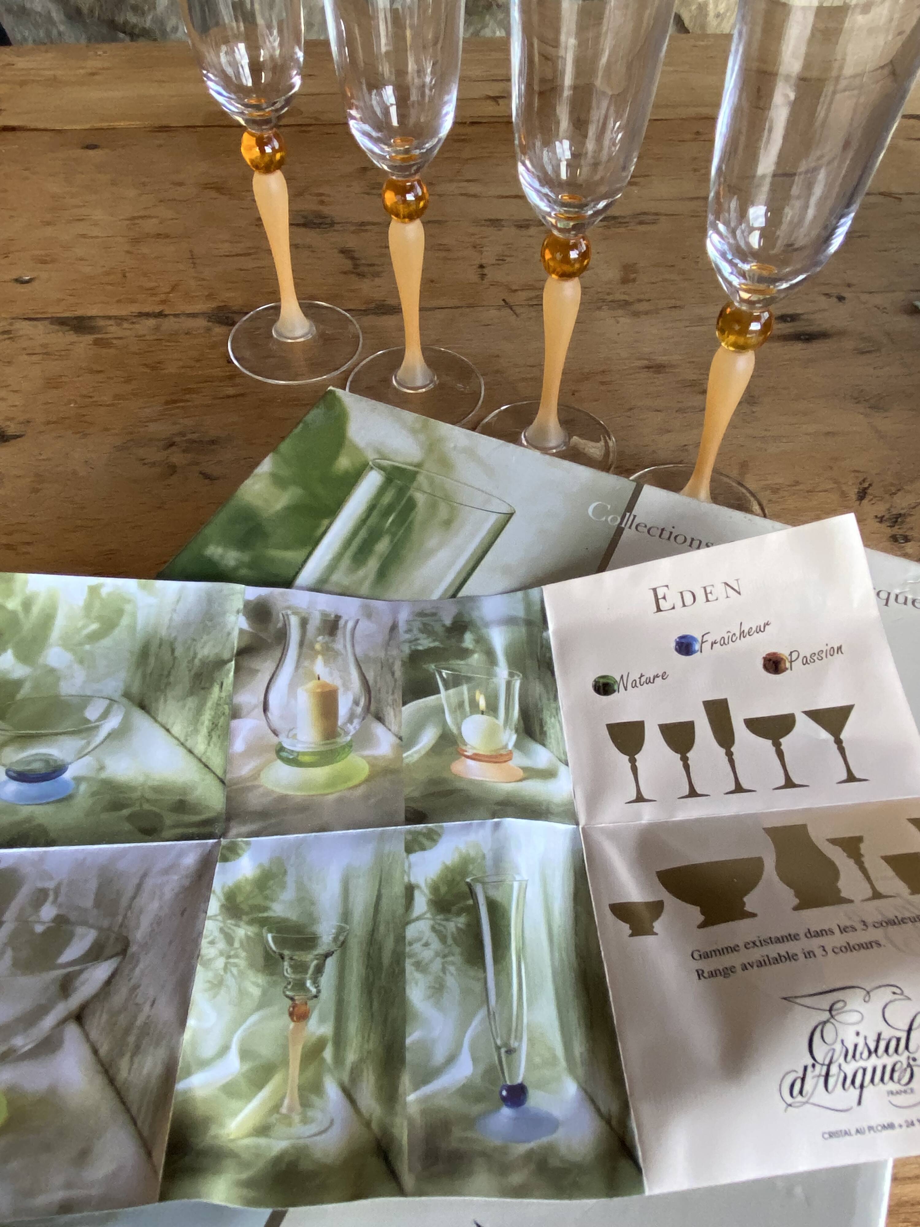 4 flutes de champage cristal d’Arques