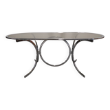 Chrome metal and smoked glass dining table, Italy circa 1970.