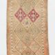 Tapis coureur vintage turc beige sable et rose, 80x413 cm