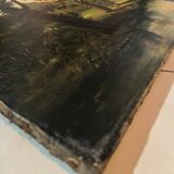 Tableau HST "Paysage pastoral animé vaches et couple" landscape XIX° siècle