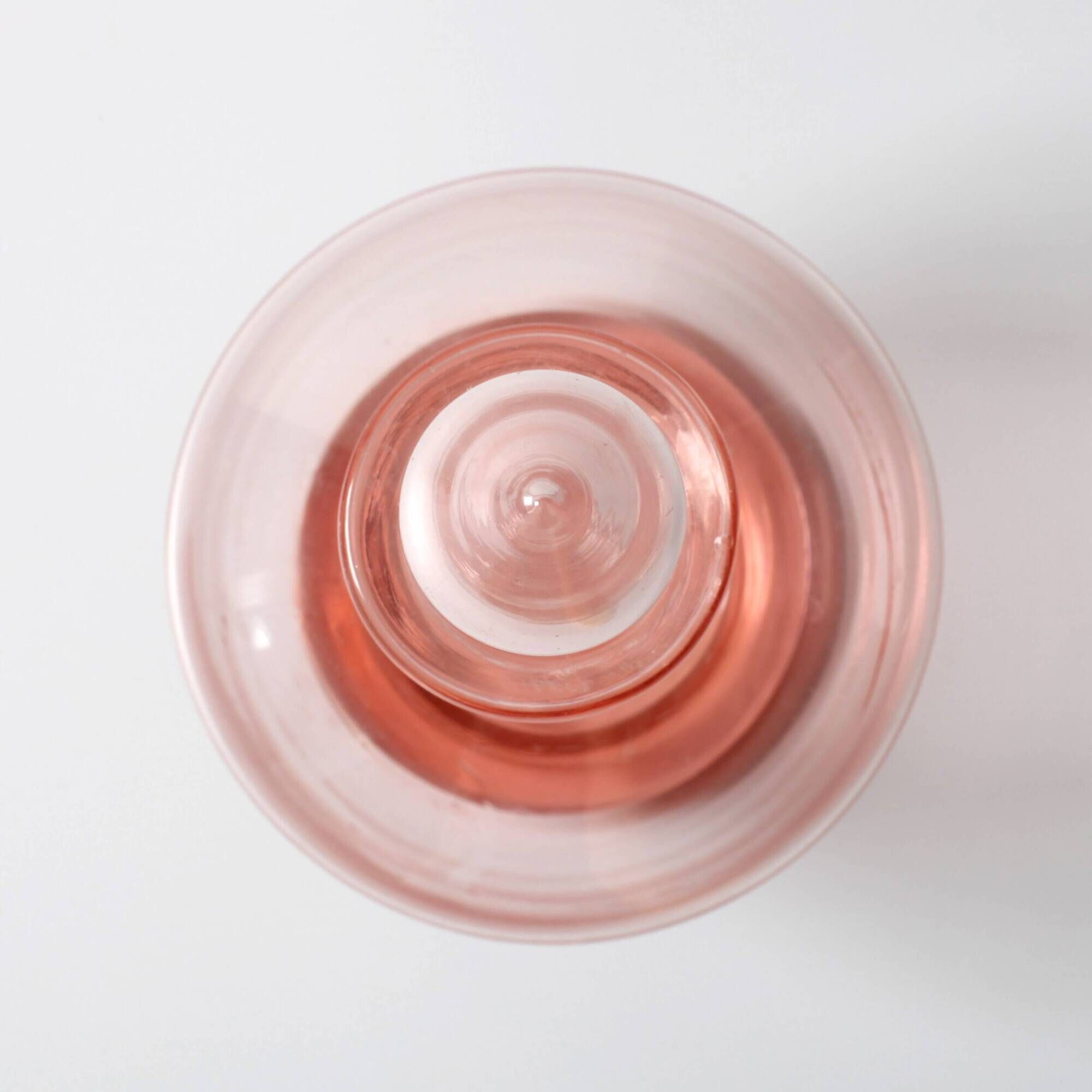 Pair of Rare Vintage Pink Glass Decanters / Empoli / Italy / 1930s