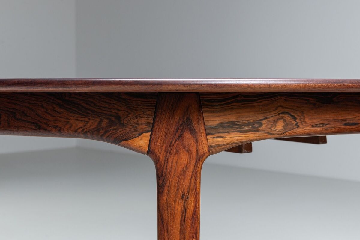Henning Kjaernulf dining table in rosewood Soro Stole Denmark 1960