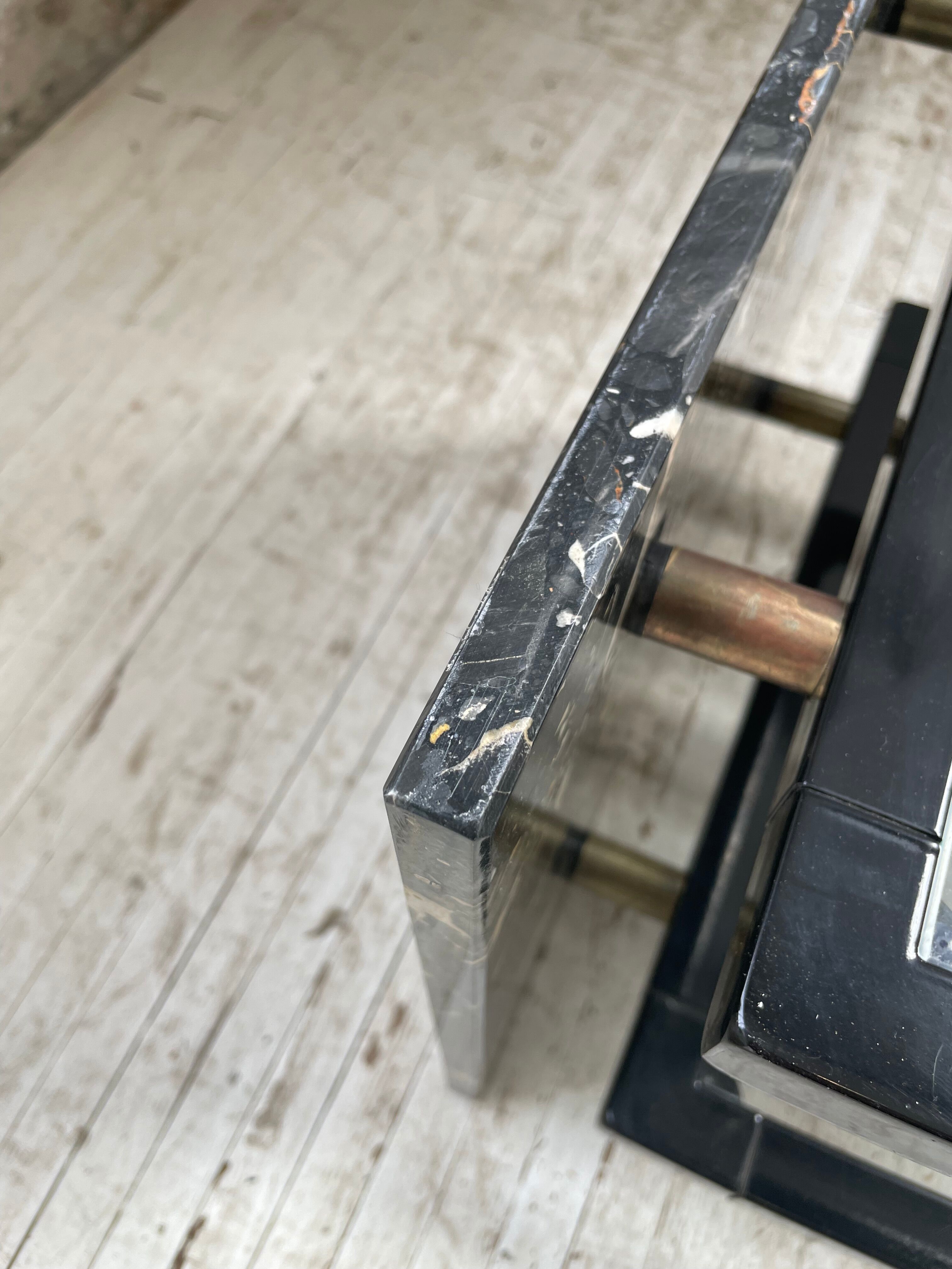 Coffee table year 80 Italian marble and glass