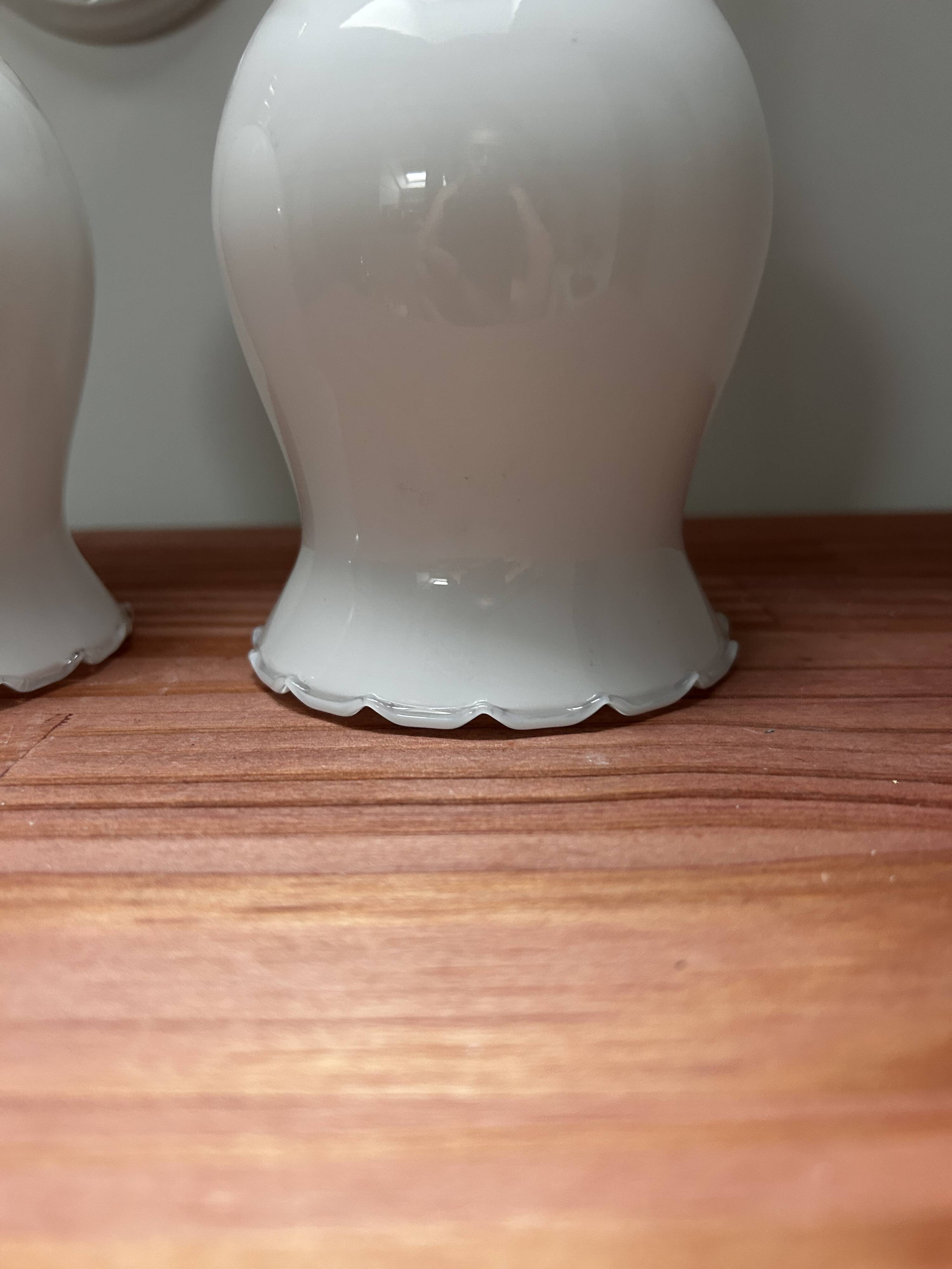 Pair of white opaline wall lights