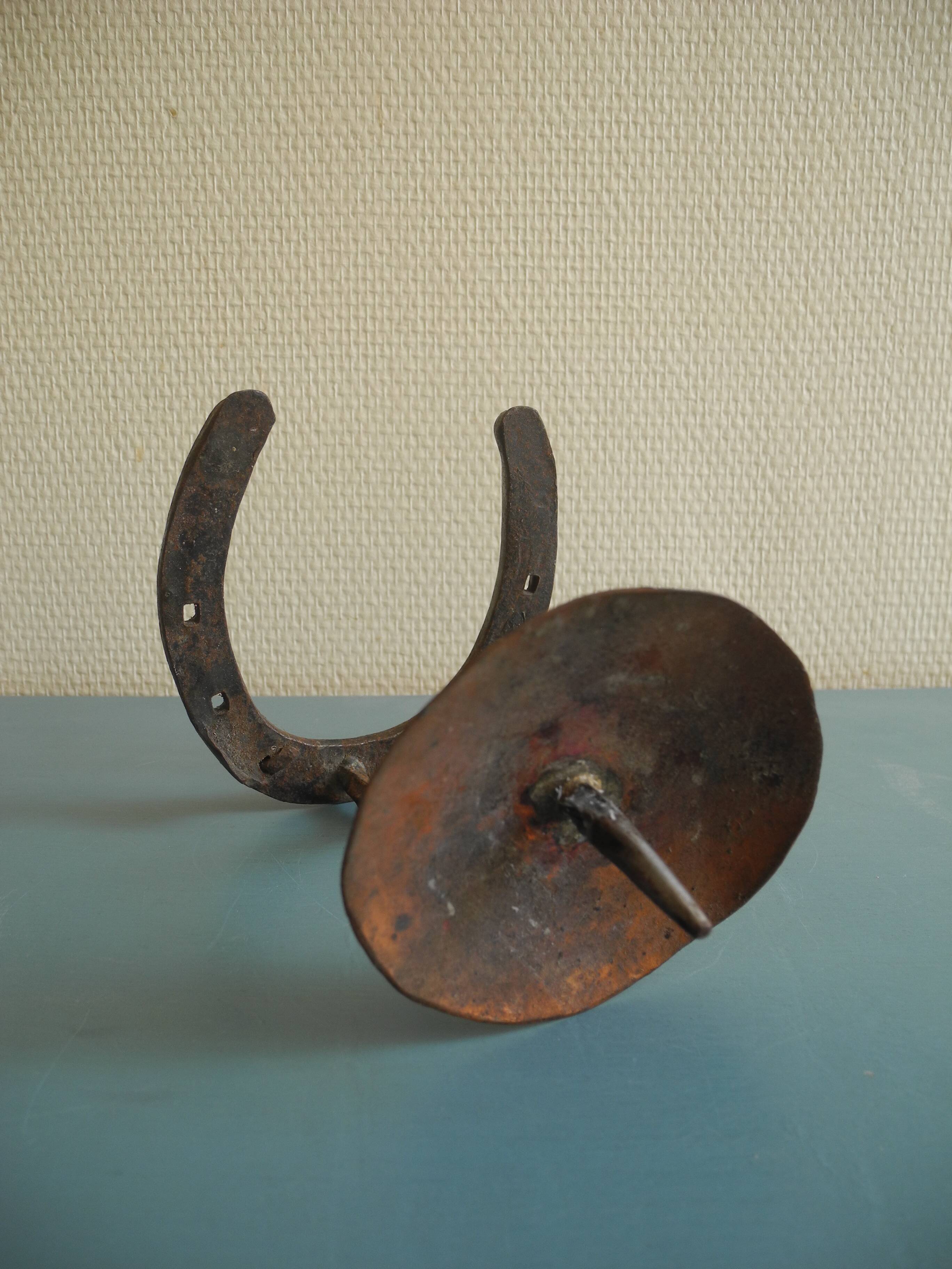 antique horseshoe candlestick brutalist candle holder horseshoe candlestick