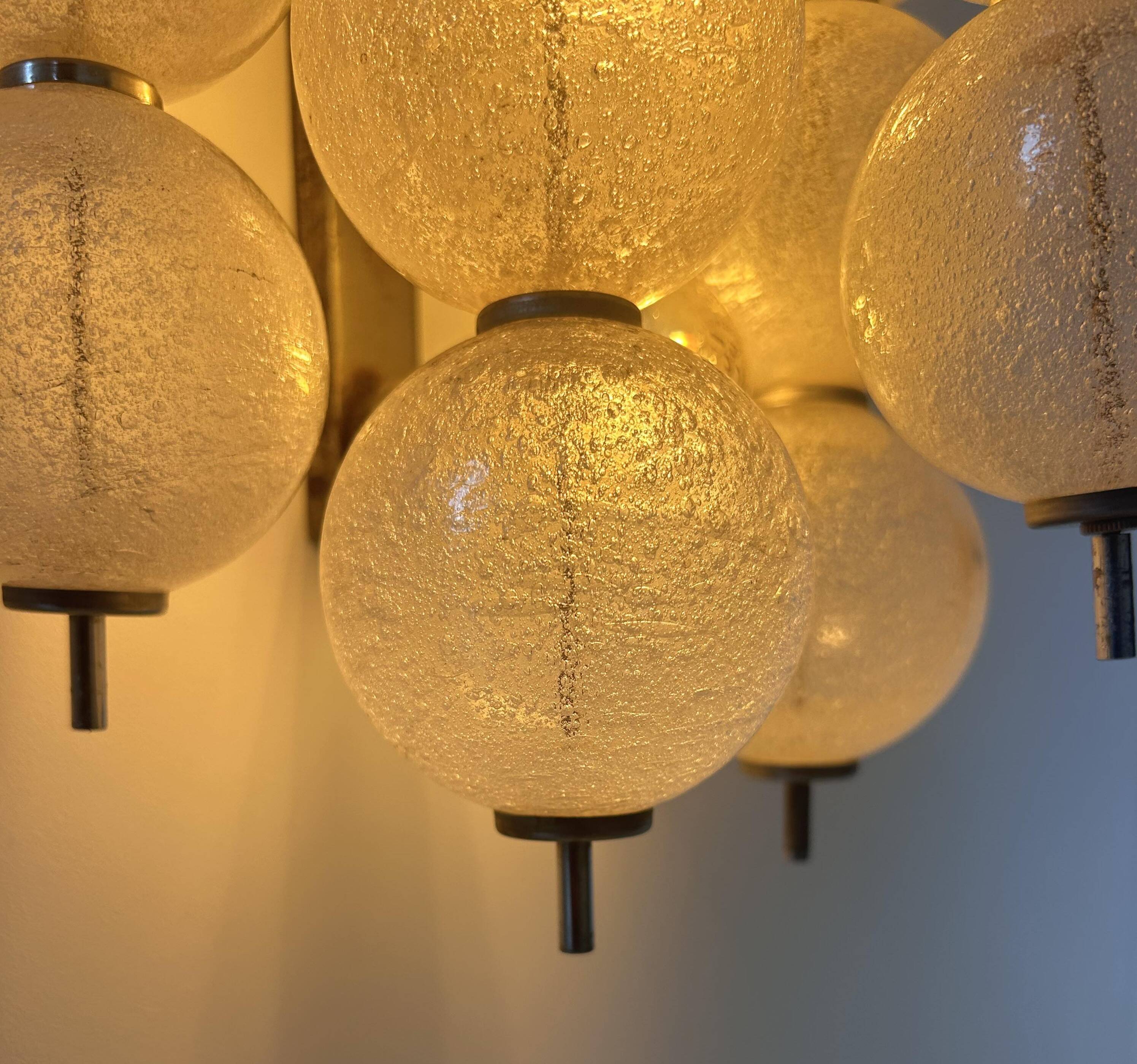 Vintage "Sterrenbeeld" wall lamp, Murano bubbled glass, Raak Netherlands 1960