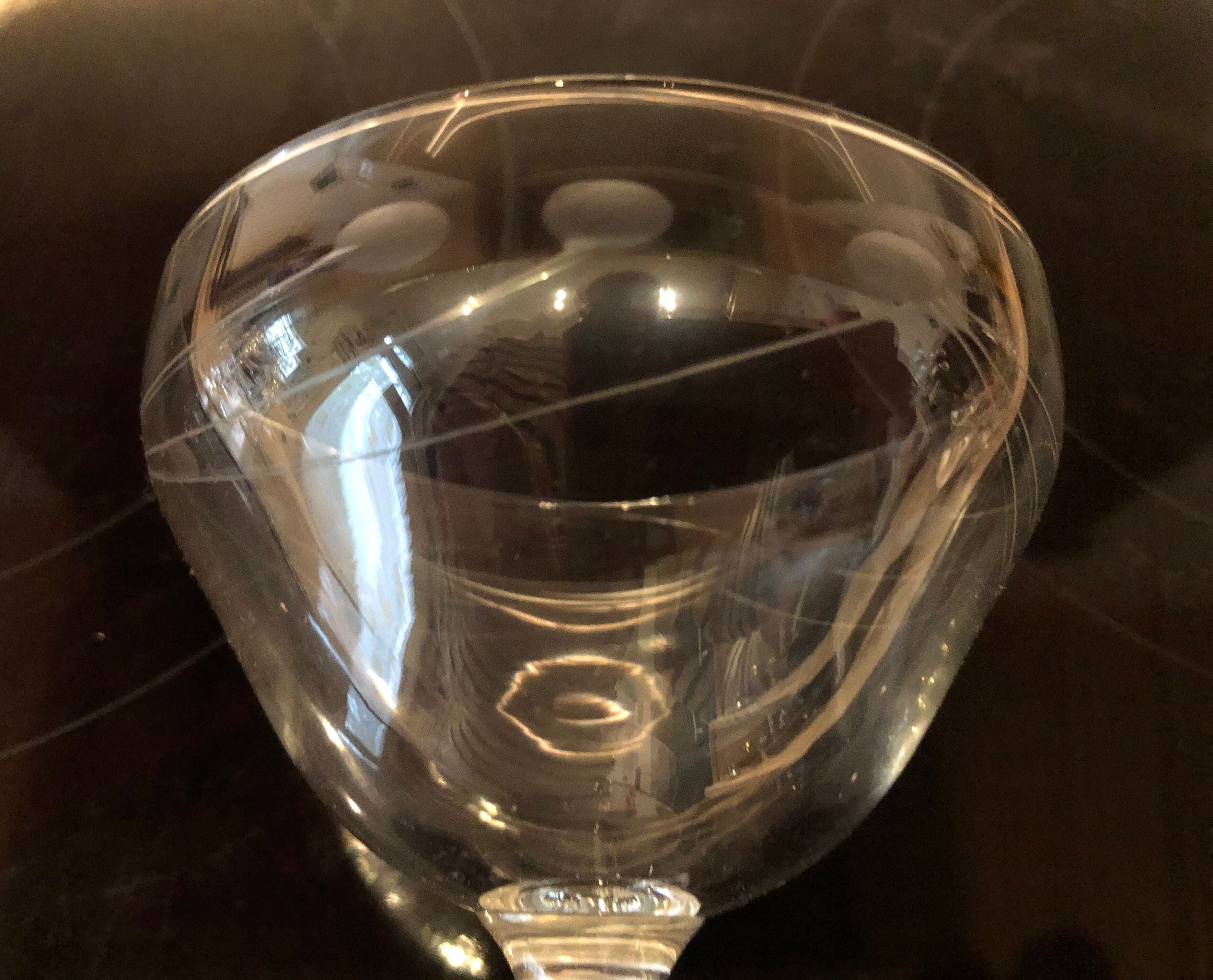 Set of six crystal cups