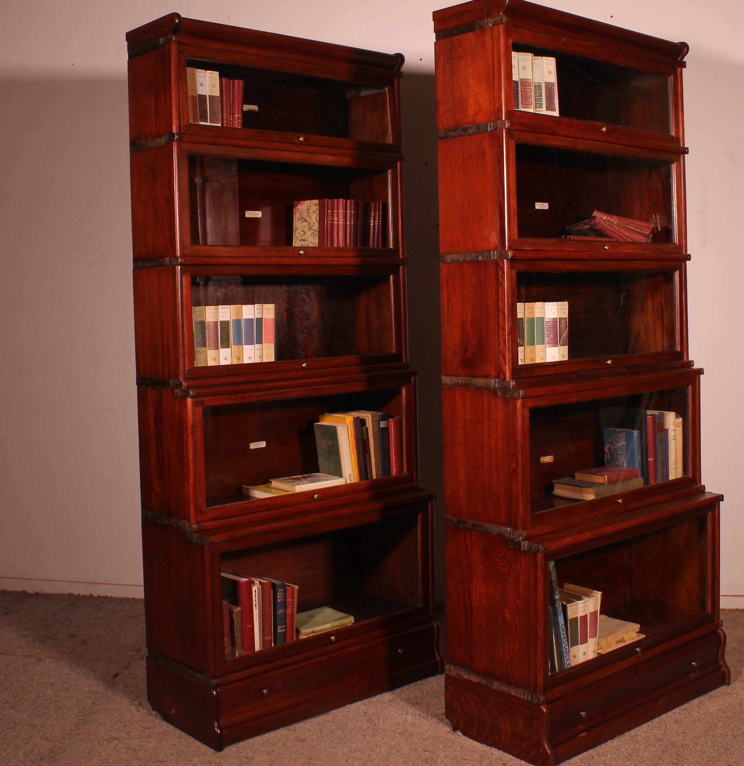 pair of Globe Wernicke London bookcases known as waterfall in mahogany circa
