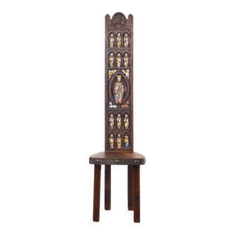 Spanish High Back Chair from Ormecasa with Jesus and Apostles, 1970s.