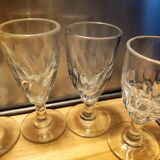 12 small twisted bistro glasses, 19th century