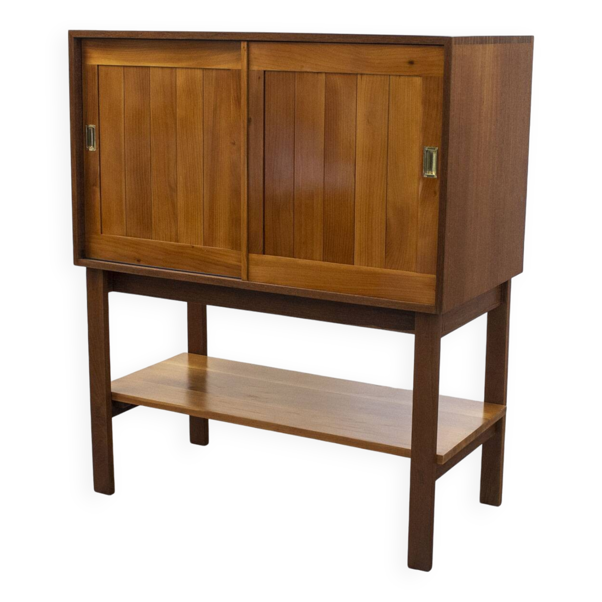 Mid Century Cherry and Teak Linen Cabinet, 1960s