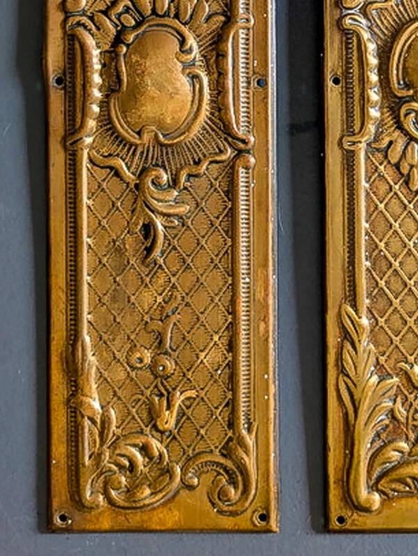 Pair of old door clean plates H30cm