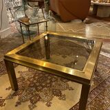 Gold square coffee table and smoked glass