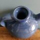 Blue glazed ceramic teapot signed