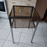 Small side table smoked glass and chrome 1970