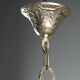 Antique chandelier in the shape of a balloon in silver-plated metal and glass, 20th century.