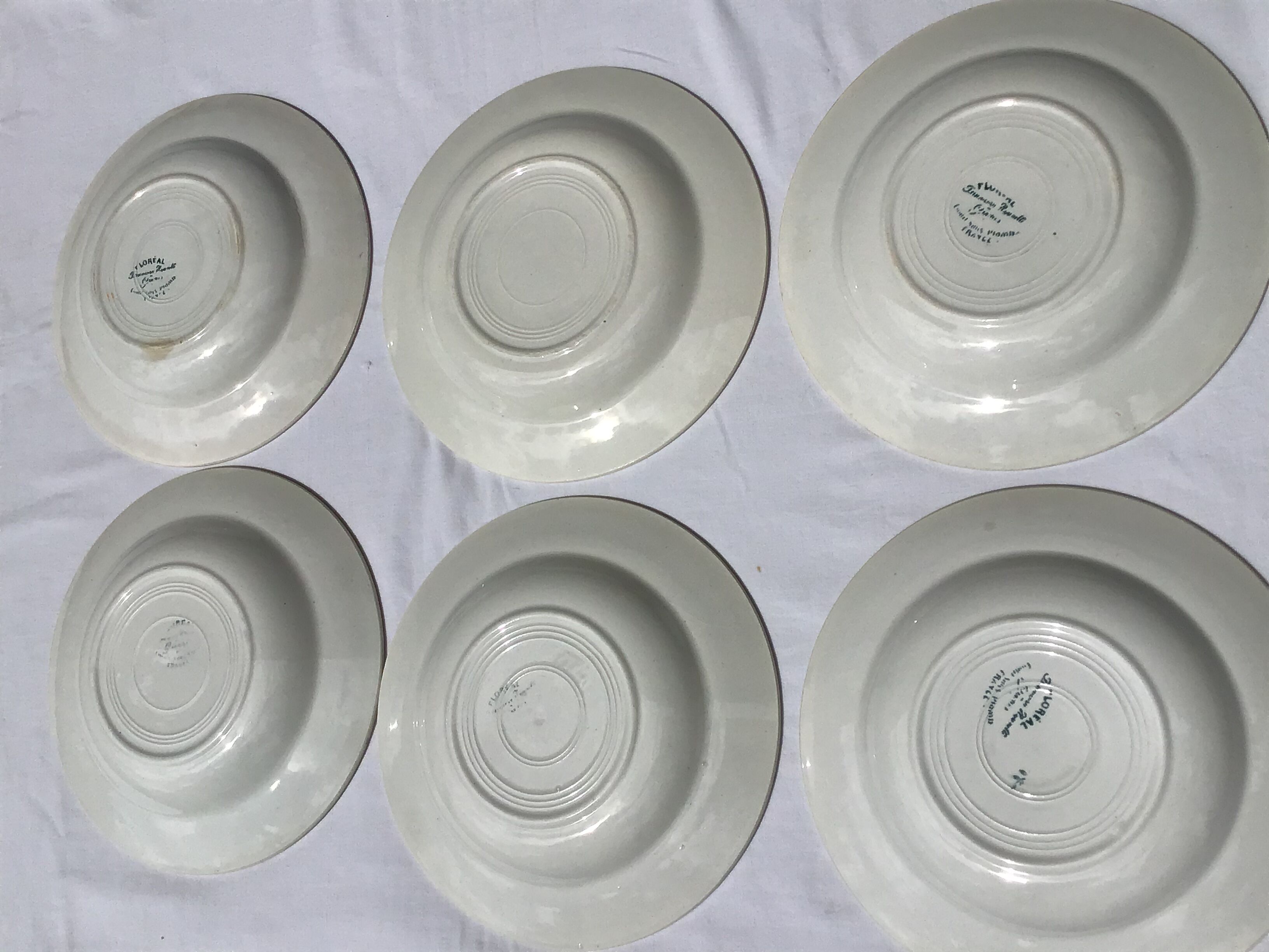 6 hollow plates Faïencerie Nouvelle Givors Floréal