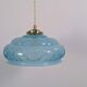 Art Deco pendant light in blue glass and brass