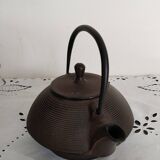 Japanese black enameled cast iron teapot