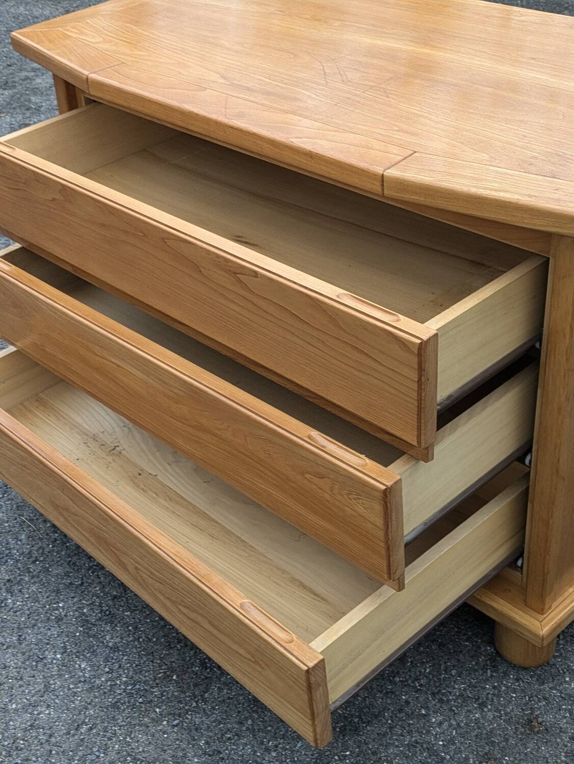 Brutalist chest of drawers in vintage elm 1980