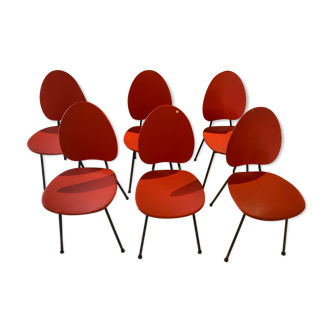 Lot de 6 chaises années 50