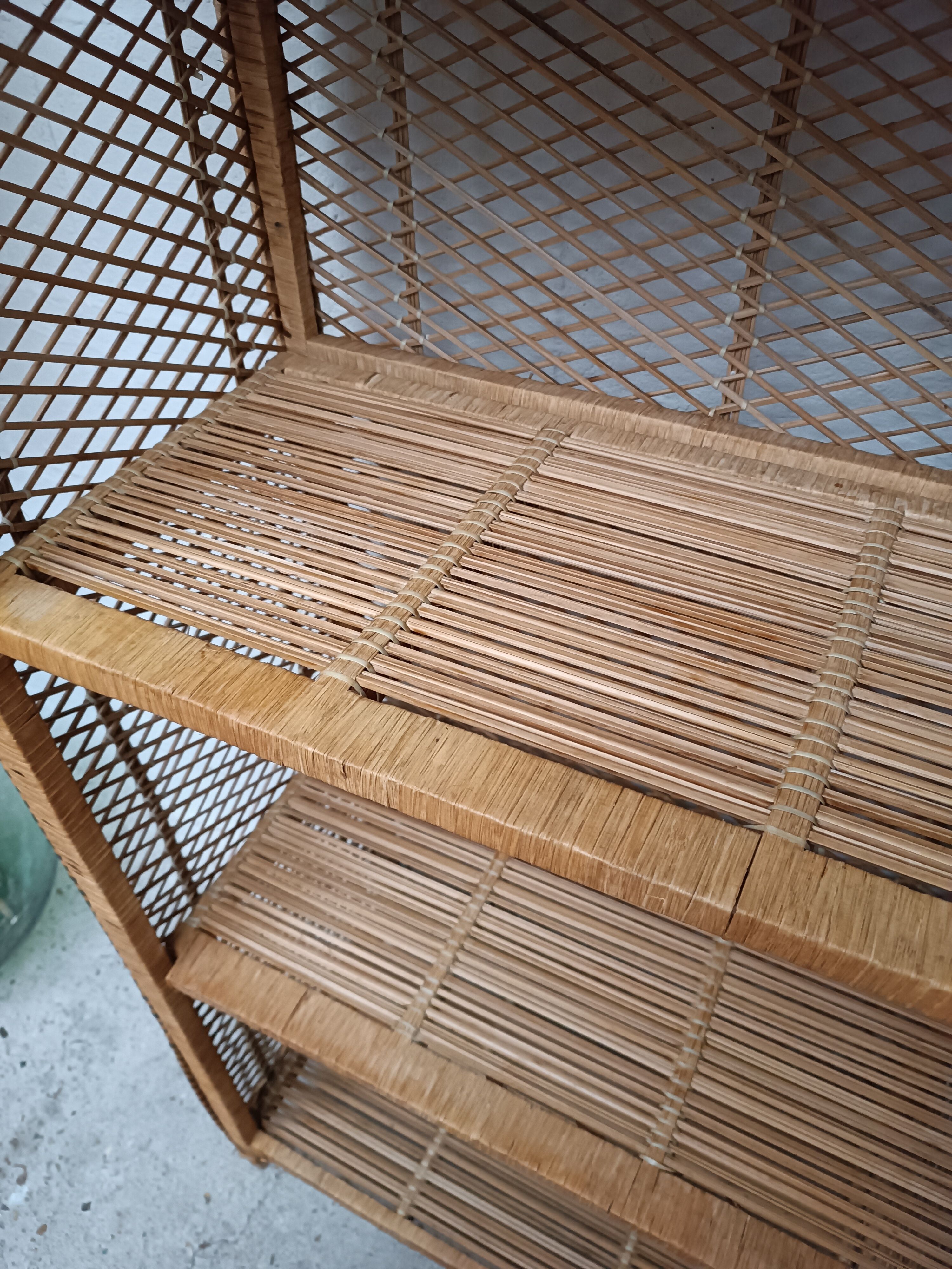 Vintage rattan bookcase