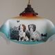 Rare French Art Deco Pendant Light | Illustrated Dog Countryside Shade