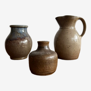Series of 3 stoneware ceramic pots