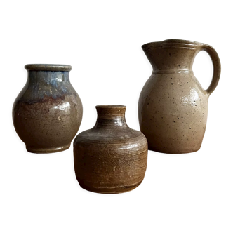 Series of 3 stoneware ceramic pots