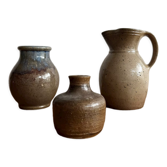 Série de 3 pots en céramique en grès