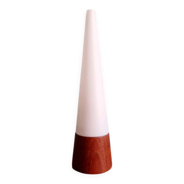 Scandinavian table lamp in teak and satin opaline, Hans-Agne Jakobsson, 1960