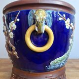 Large antique majolica cache pot, planter by Joseph Holdcroft.