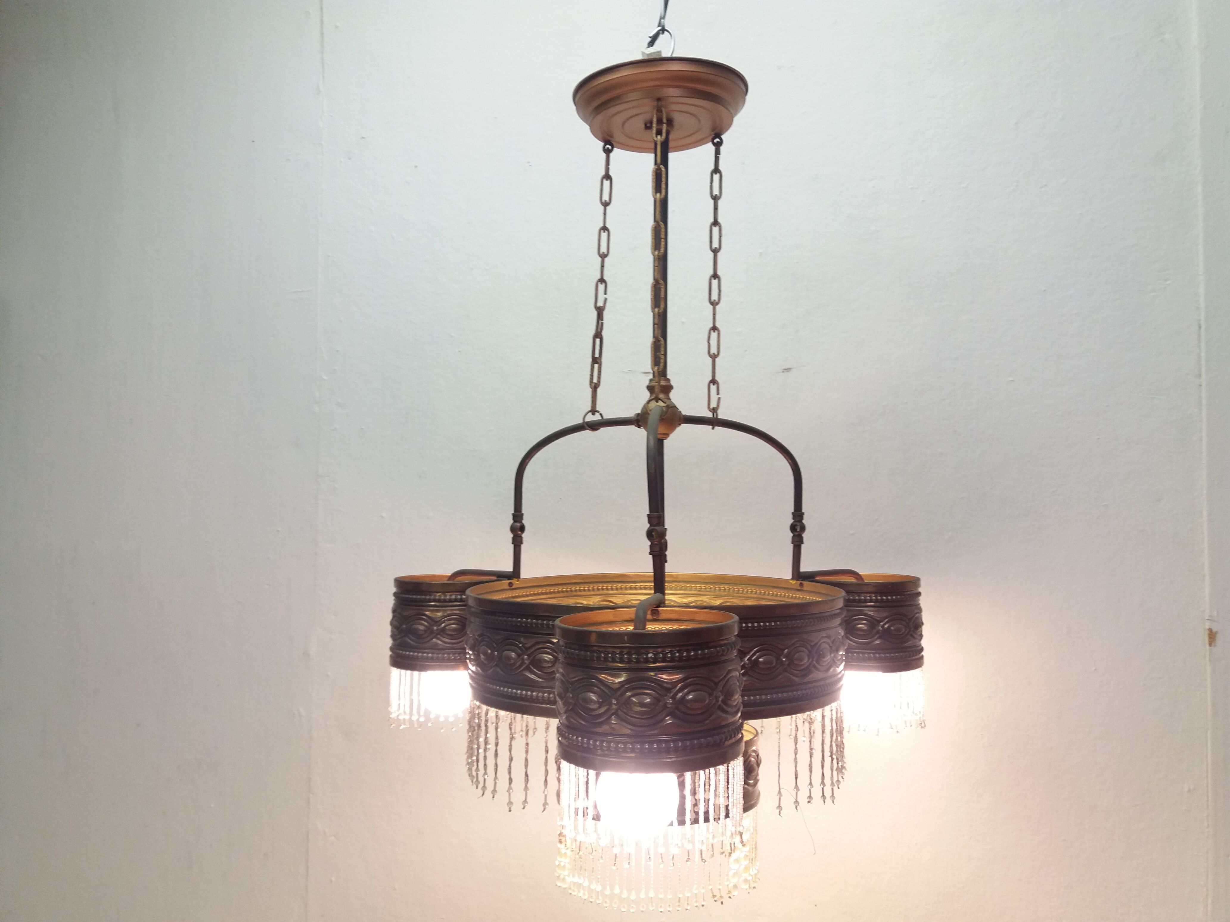 1900 art nouveau chandelier, czechoslovakia