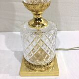 Crystal and bronze lamp base with square foot