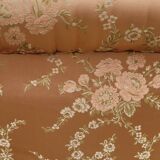 Fauteuil crapaud fleuri à franges ancien - 1930s