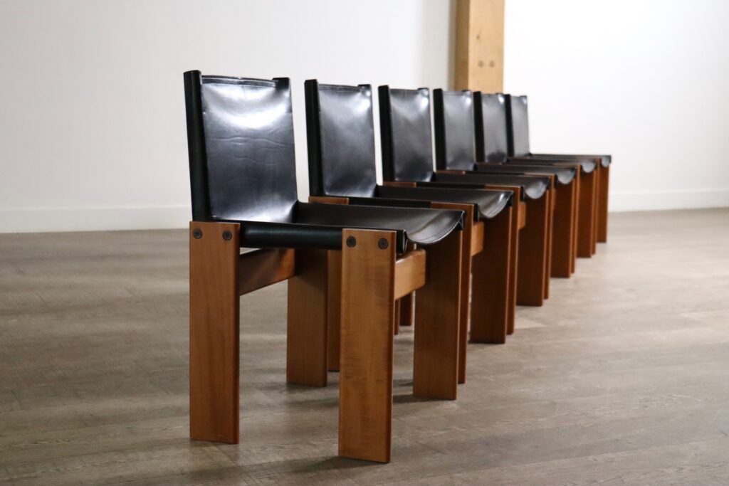 Set of 6 Monk dining chairs by Afra and Tobia Scarpa for Molteni, Italy, 1974
