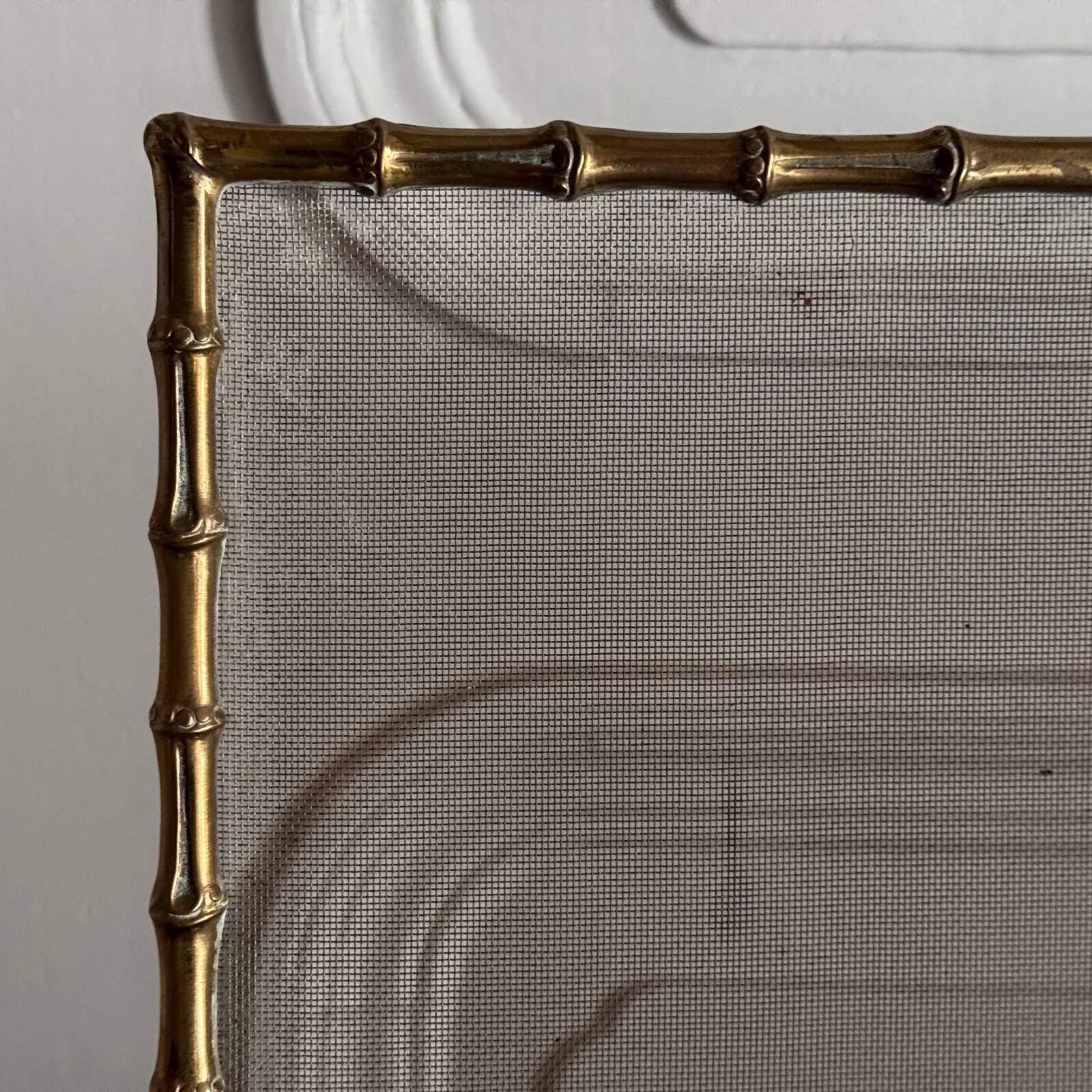 Gilt bronze fire screen with bamboo decoration, mid-20th century