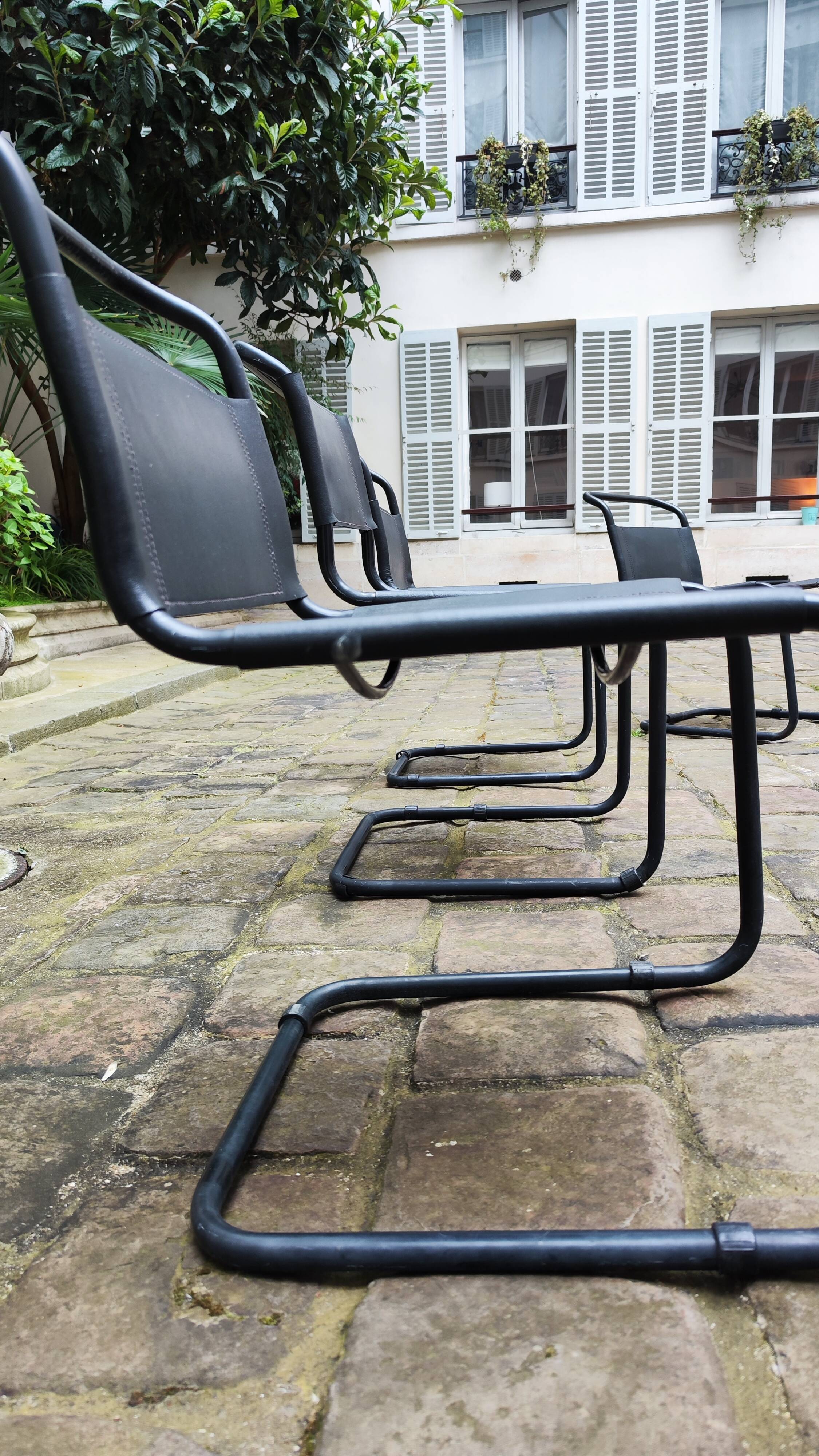 4 Cantilever Mart Stam chairs from the 80s S33 and 1 armchair s34