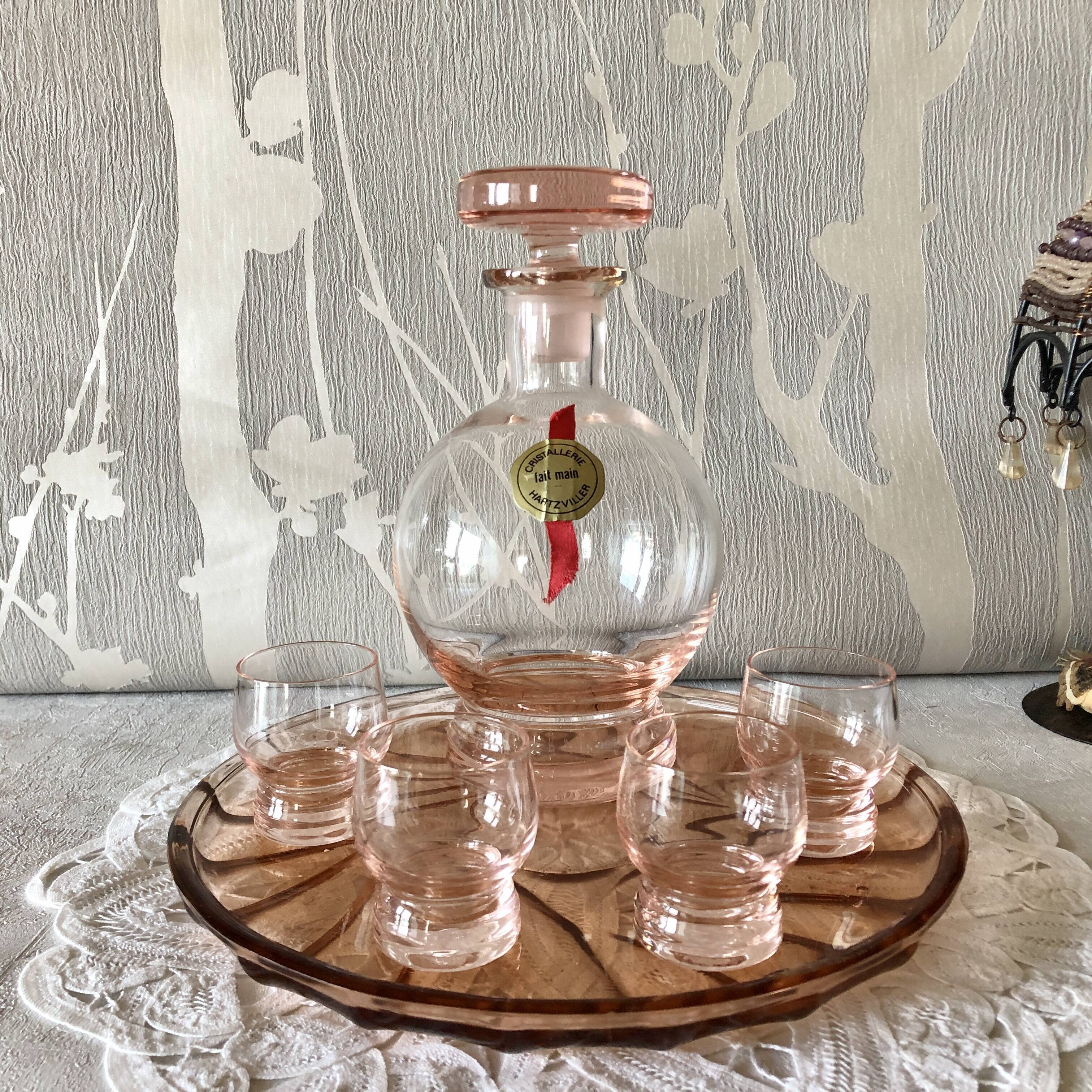 Liqueur service of the crystal factory hartzvillier france handmade 6 pieces