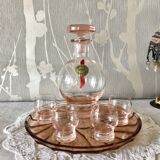 Liqueur service of the crystal factory hartzvillier france handmade 6 pieces