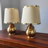 Pair of vintage 1970s Italian lamps in solid brass