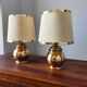 Pair of vintage Italian lamps from the 1970s in solid brass.