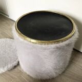Vintage brass pouf with fur.