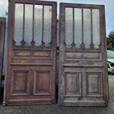 Double porte d'entree haussmannienne du xixéme siecle en noyer massif